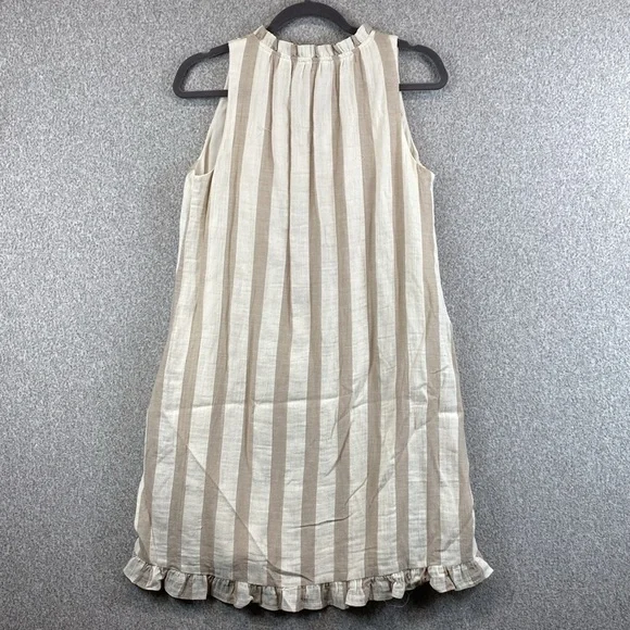 THML sleeveless tunic midi dress boho embroidered neckline tassel ties stripe M - Picture 8 of 12